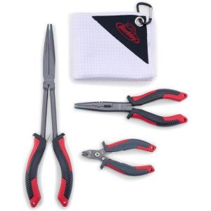 imageBerkley Anglers Essential Plier Kit Includes 11 Berkley XCD Pliers 6 XCD StraightNose Pliers XCD Superline Cutter and Microfiber Towel