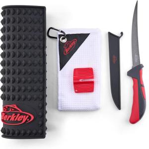 imageBerkley Hook Em and Cook Em Fillet Kit Includes 20 x 12 Rubber Fillet Mat 7 XCD Stainless Steel Knife Handheld Knife Sharpener and Microfiber Towel