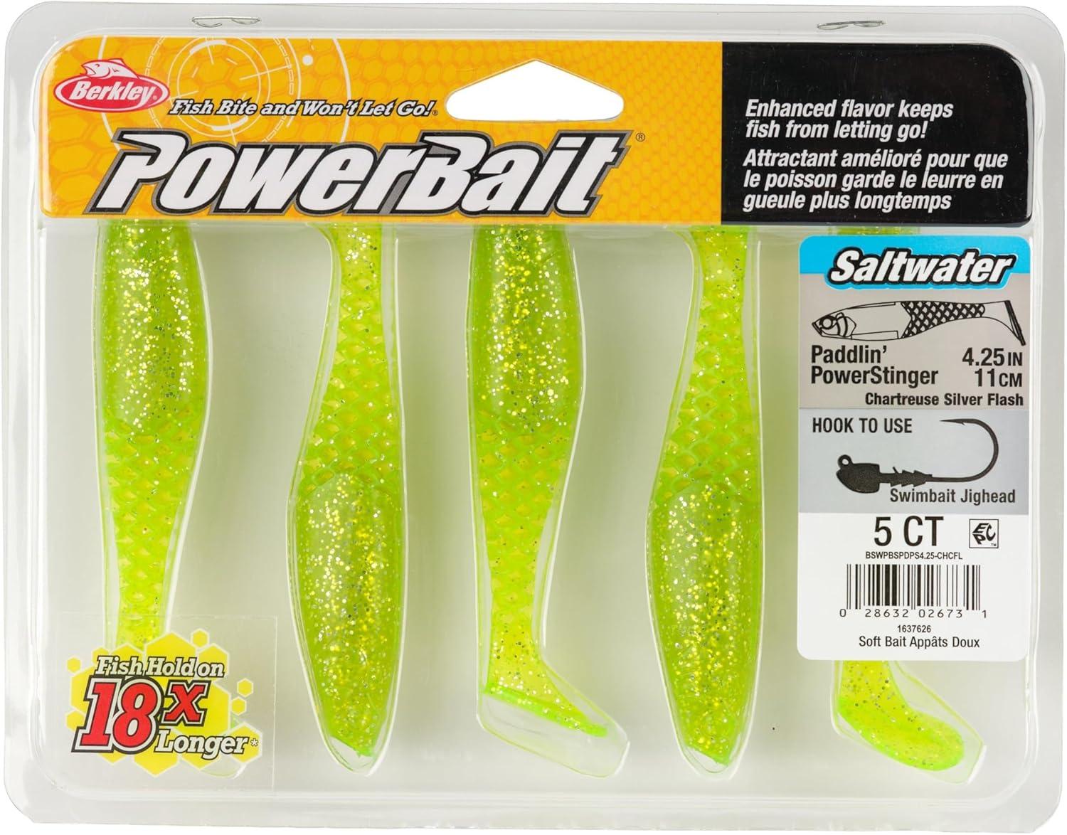 imageBerkley PowerBait Saltwater PaddlinPowerStingerChartreuse Silver Flash