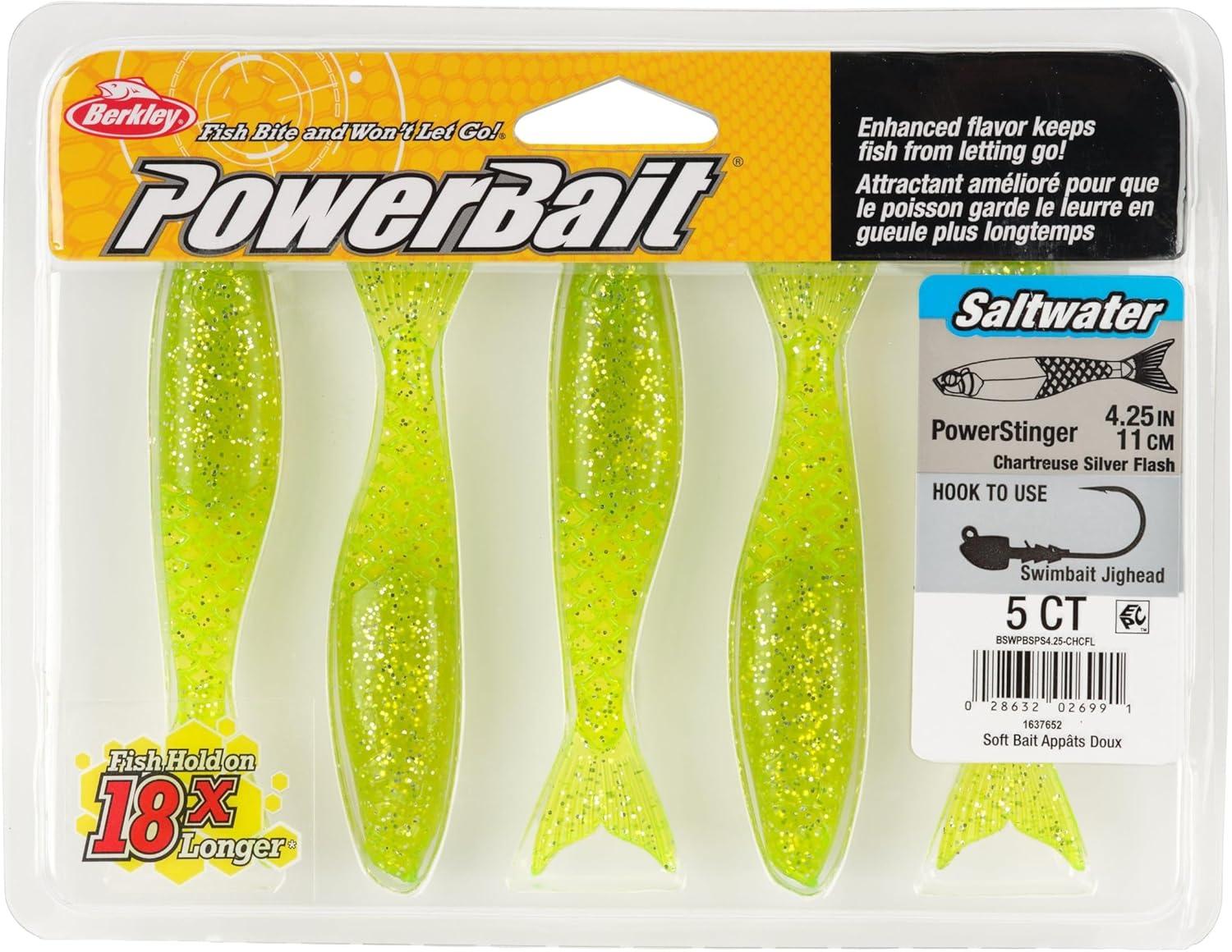 imageBerkley PowerBait Saltwater PowerStingerChartreuse Silver Flash